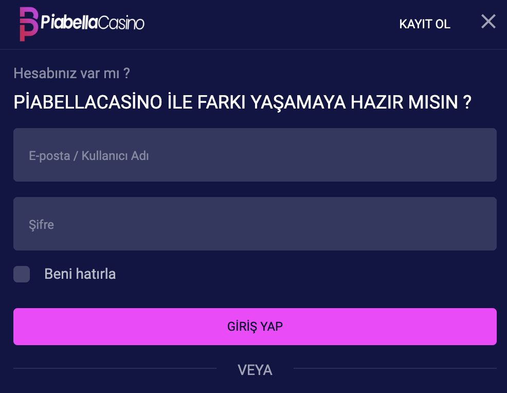 PiabellaCasino Kayıt Önizleme #2