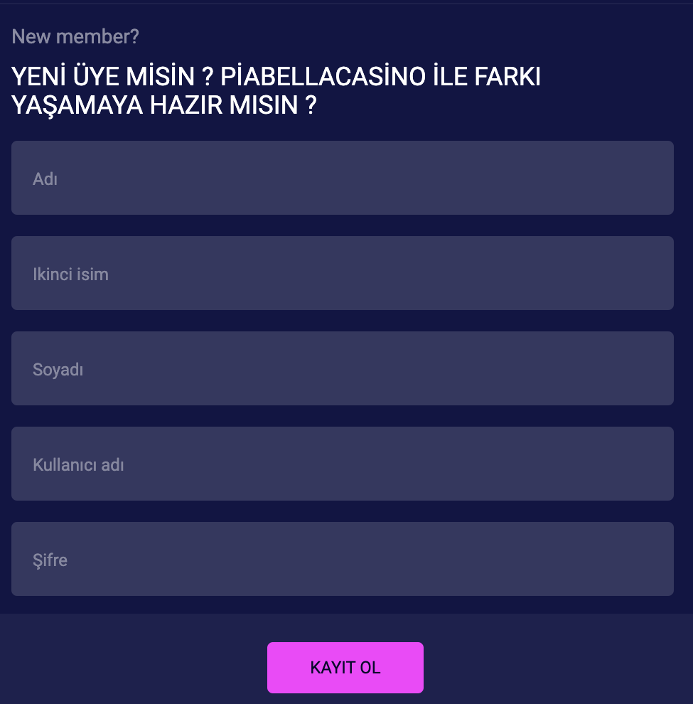 PiabellaCasino Kayıt Önizleme #1